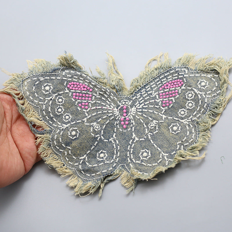 Wholesale Denim Embroidered Butterfly Patches